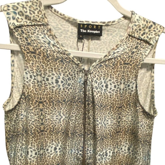 SPORT The Kooples Leopard Print Sleeveless Zipper Front Top Women's Size S - Picture 6 of 13